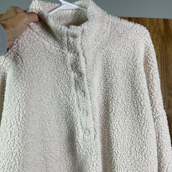 Aerie Cloud Sherpa Oversized Pullover Sweatshirt, XL, Button-Up High Collar - Picture 5 of 13